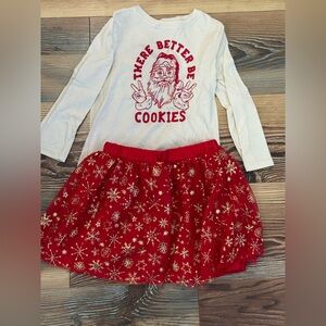 Holiday Time 4T Festive Red and White Kids Skirt Set 510